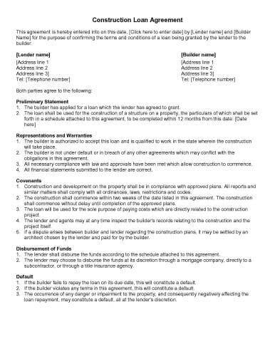 Construction Loan Agreement