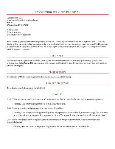 Sample Consulting Proposal Letter from www.hloom.com
