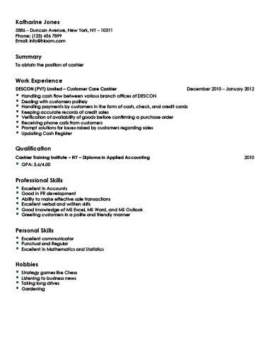 Resume Title For Cashier Grude Interpretomics Co