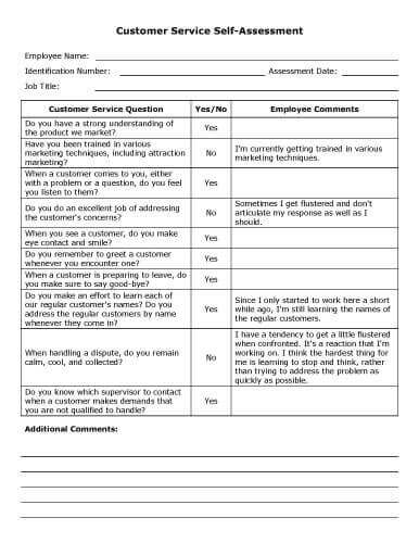 Student Self Assessment Chart