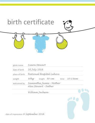 Cute Printable Birth Certificate