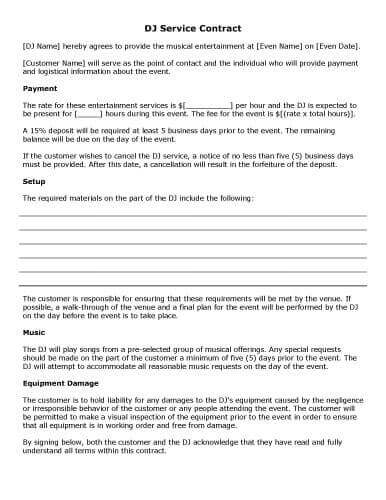Written contract template