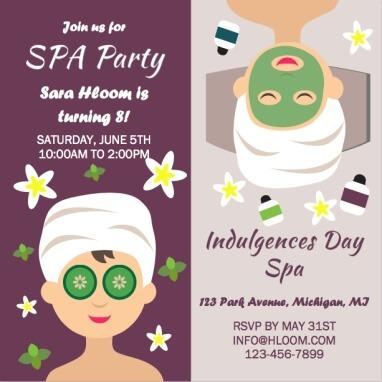 A Day of Relaxation Spa Party Invitation