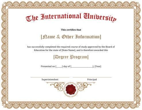 Degree Completion Certificate