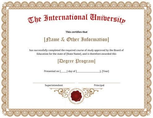 University Diploma Template Word University Diploma Template Word