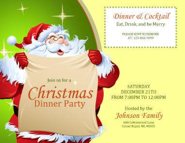 Dinner and Cocktail Party Invitation Template