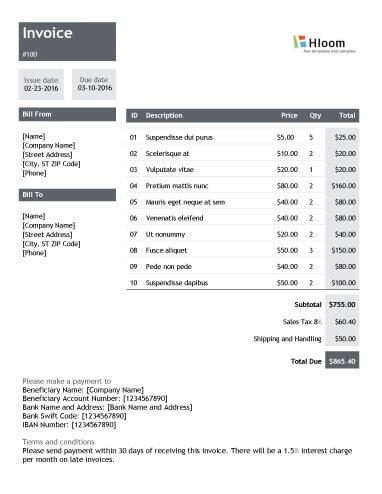 19 Blank Invoice Templates Microsoft Word Hloom
