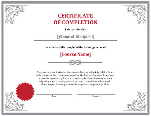 Elegant Training Completion Certificate