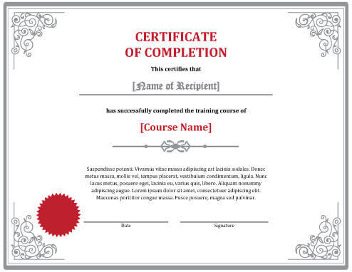 certificate of completion ojt template