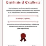 Certificat d'excellence pour les employés