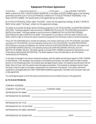 Equipment Purchase Agreement