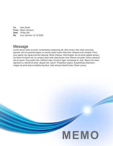 Example of memo with blue waves
