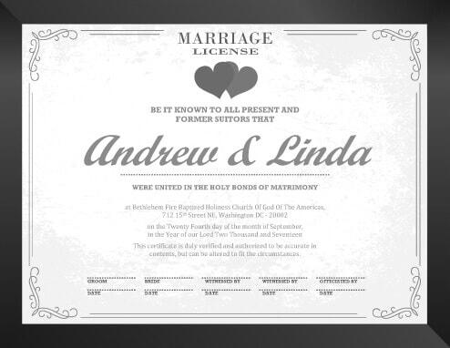 Fake Marriage License Template