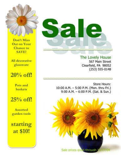Flower shop sales flyer