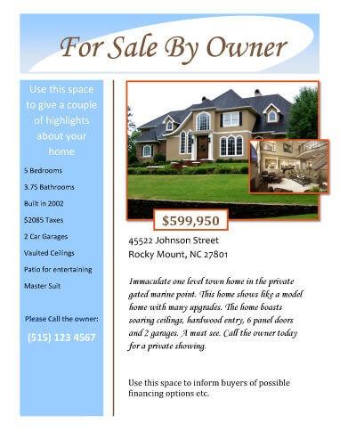 For Sale by Owner Real Estate Flyer