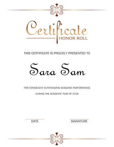Free Printable Honor Roll Certificate