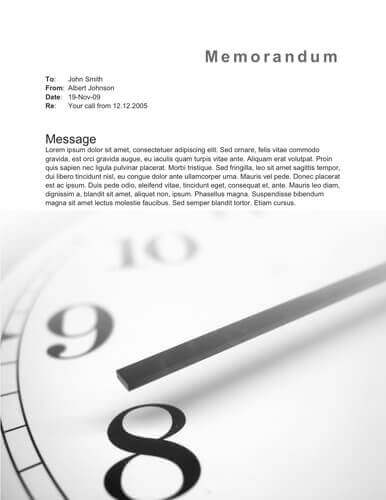 Free memo template with a clock