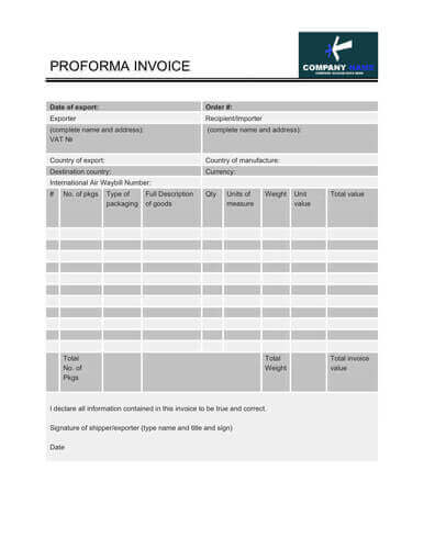 Free Proforma Invoice Templates [8 Examples - Word/Excel]