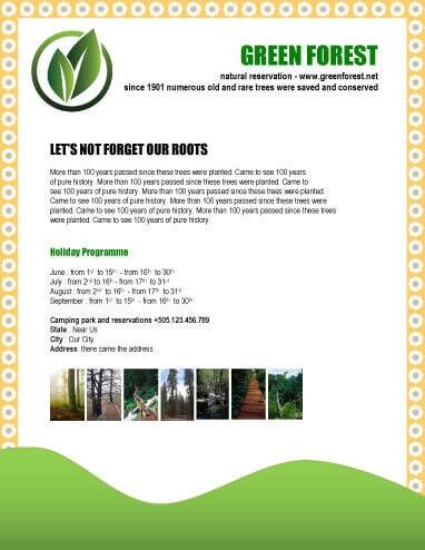 GREEN FOREST natural reservation flyer