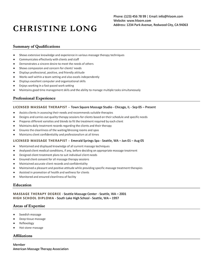 Get the Most Out of Your Massage Therapist Resume ...