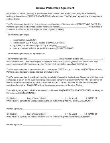 Partnership Agreement Small Business Plan Business Plan