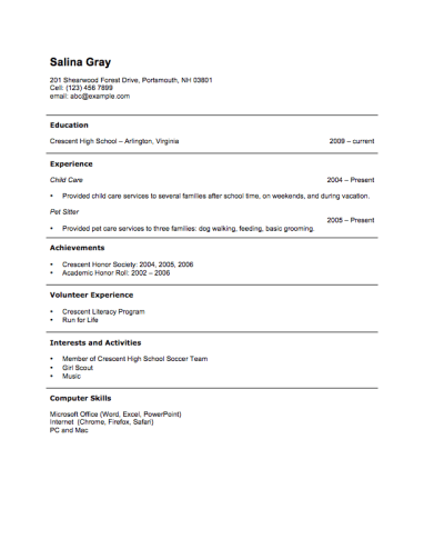 Teen Sample Resume 13