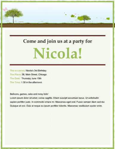 Green Children Party Invitation