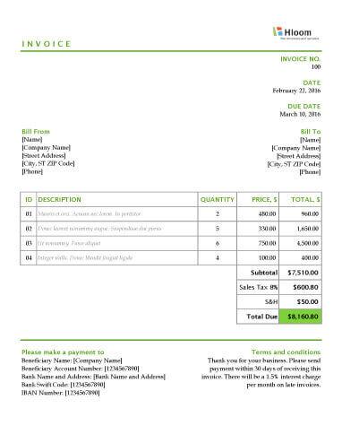 Greenlight District Invoice Template Excel