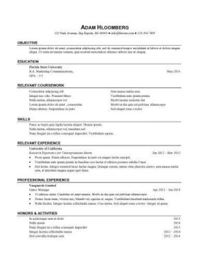 putting together a resume for an internship