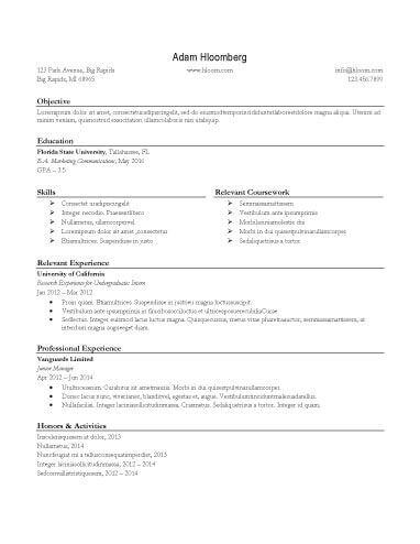 internship resume sample 15