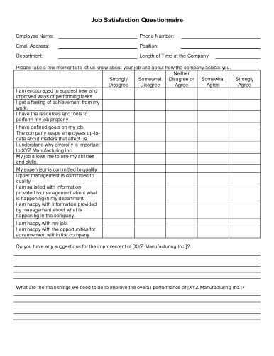 Job Satisfaction Questionnaire
