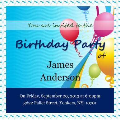 Kids Party Invitation with balloons