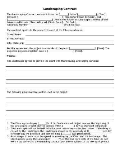 Sample Contract Templates In Microsoft Word, Free Landscape Maintenance Contract Template Word