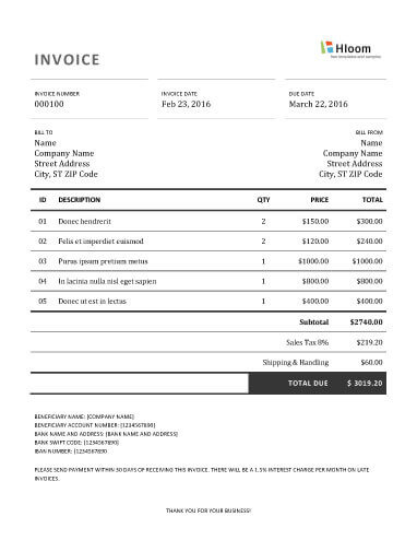 19 Blank Invoice Templates [Microsoft Word] | Hloom