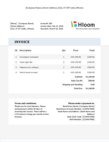 Professional Invoice Template Word from www.hloom.com