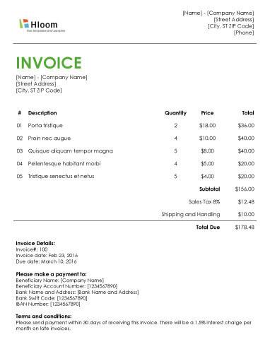 Business Invoice Template Word