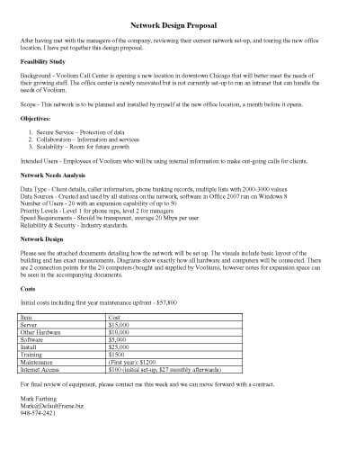 sample network design proposal