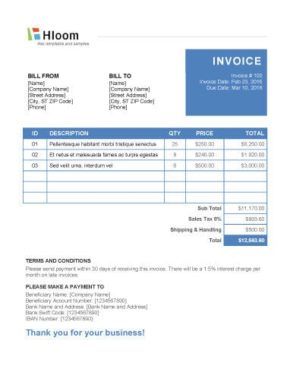Notebook Invoice Template Word