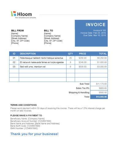 Download Electronic Invoice Template Pics