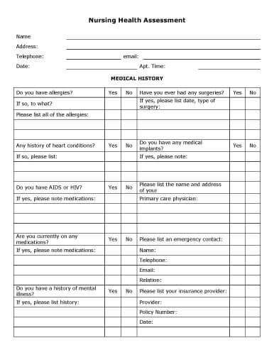 Printable Mental Health Assessment