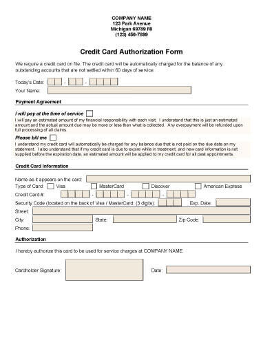 Outstanding Accounts cc Authorization Form
