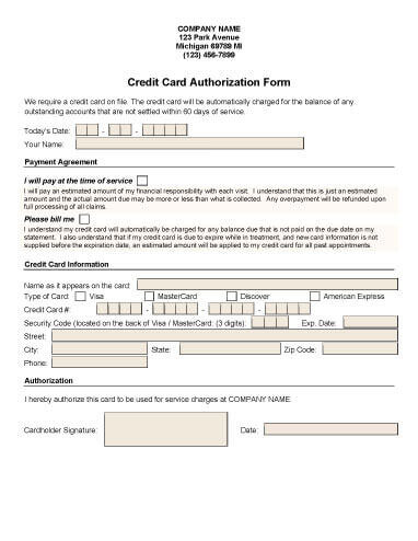 Credit Card Agreement Template