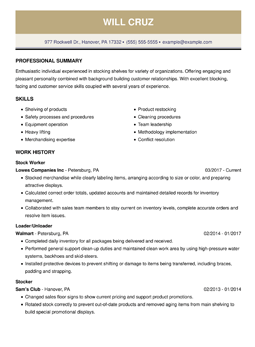 resume examples food-service