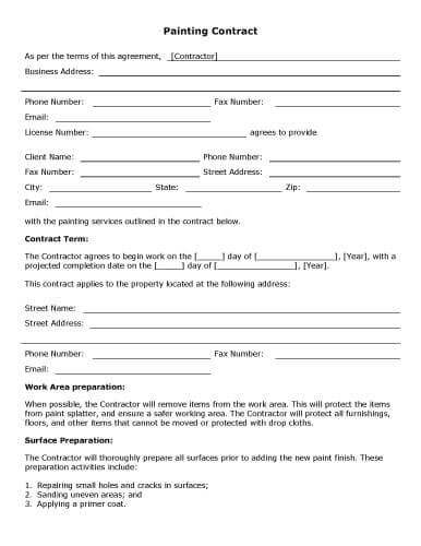 Contract format Contract format
