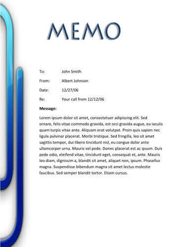 Paper clip sidebar memo template
