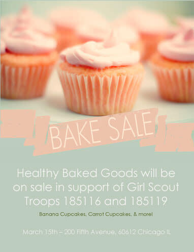 Pastel background and Cupcakes Bake Sale Flyer