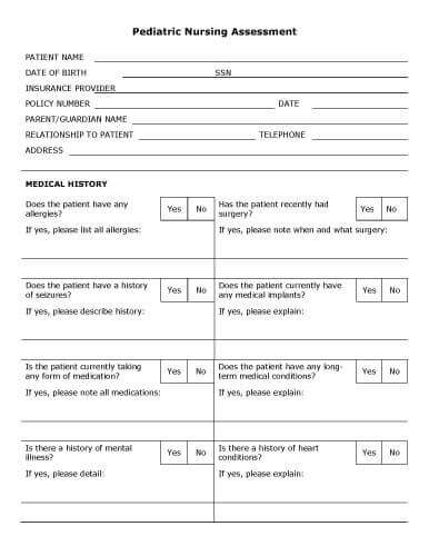 Nursing Assessment Template