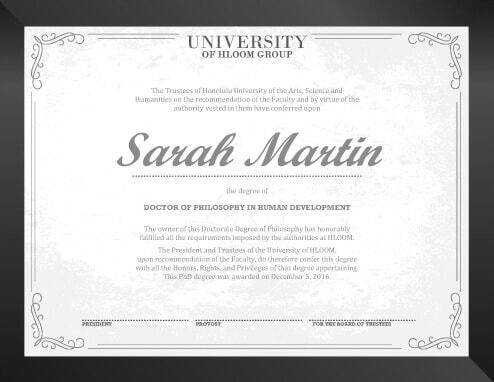 PhD Degree Certificate