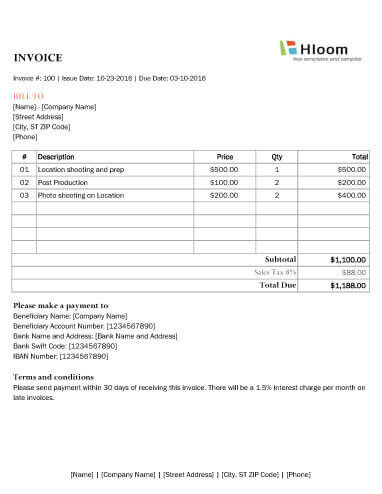 8 Photography Invoice Templates Hloom