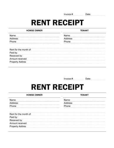 free rent receipt templates download or print